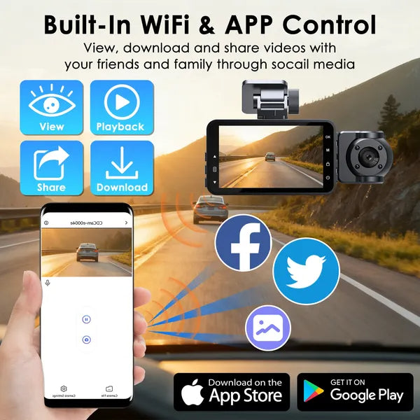 WiFi FHD 1080P 3 Channel Dash Cam