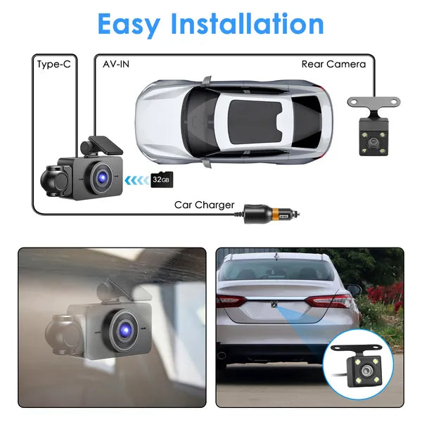 WiFi FHD 1080P 3 Channel Dash Cam