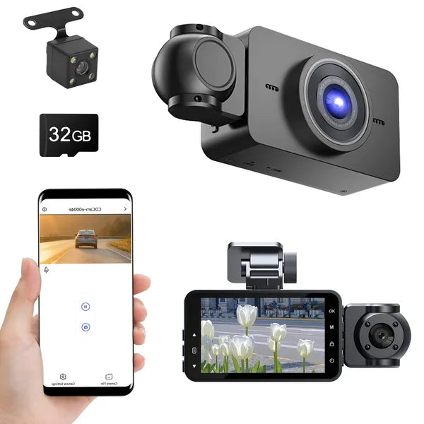 WiFi FHD 1080P 3 Channel Dash Cam